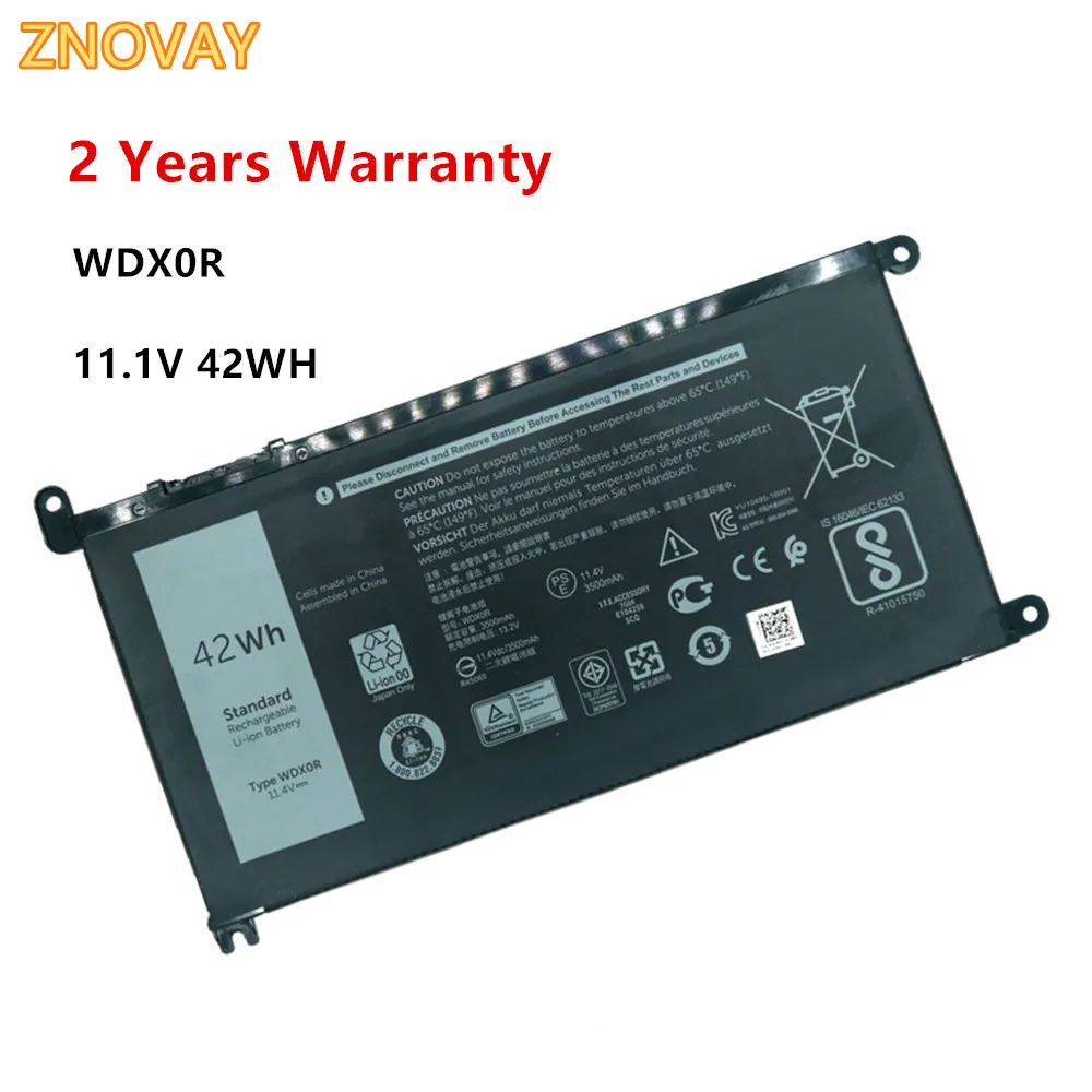 

ZNOVAY 11.4V 42WH WDX0R 3CRH3 T2JX4 Laptop Battery For Dell Inspiron 13 7368 14-7460 15 7560 17 5765 5767 5770 Notebook WDXOR