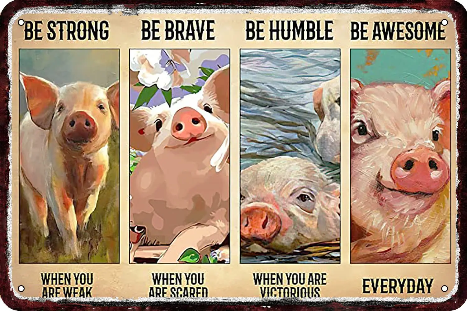 CARNIBELLE Pig Pet Lovers Vintage Metal tin Sign Wall Decor Retro Art Funny Decorations for Home Man Cave bedroom 8x12 Inch