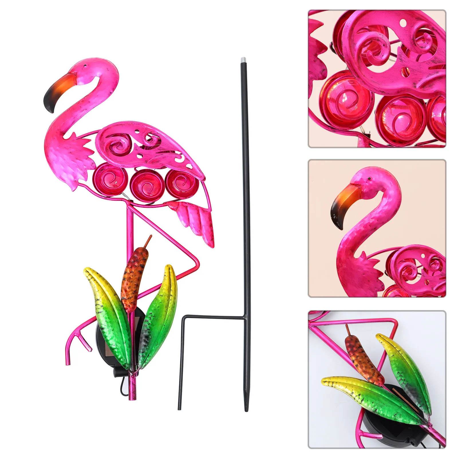 

Solar Flamingo Ground Lamp Garden Lights Waterproof Power Night Patioroadside Use Max Sunlight