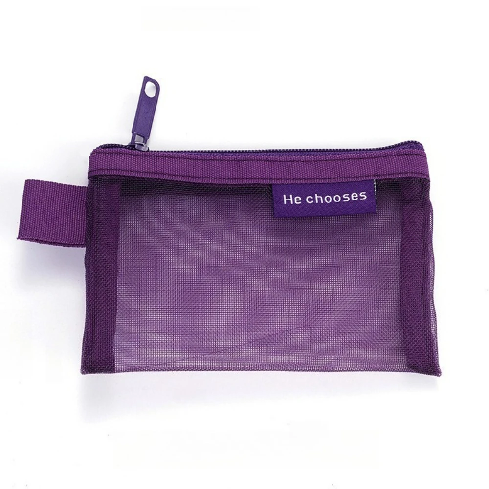 1/5 Stück minimalistische Nylon-Mesh-Aufbewahrungstasche für kleine Gegenstände, tragbare Reisetasche, einfarbig, handwaschbar, leichte Kosmetiktaschen