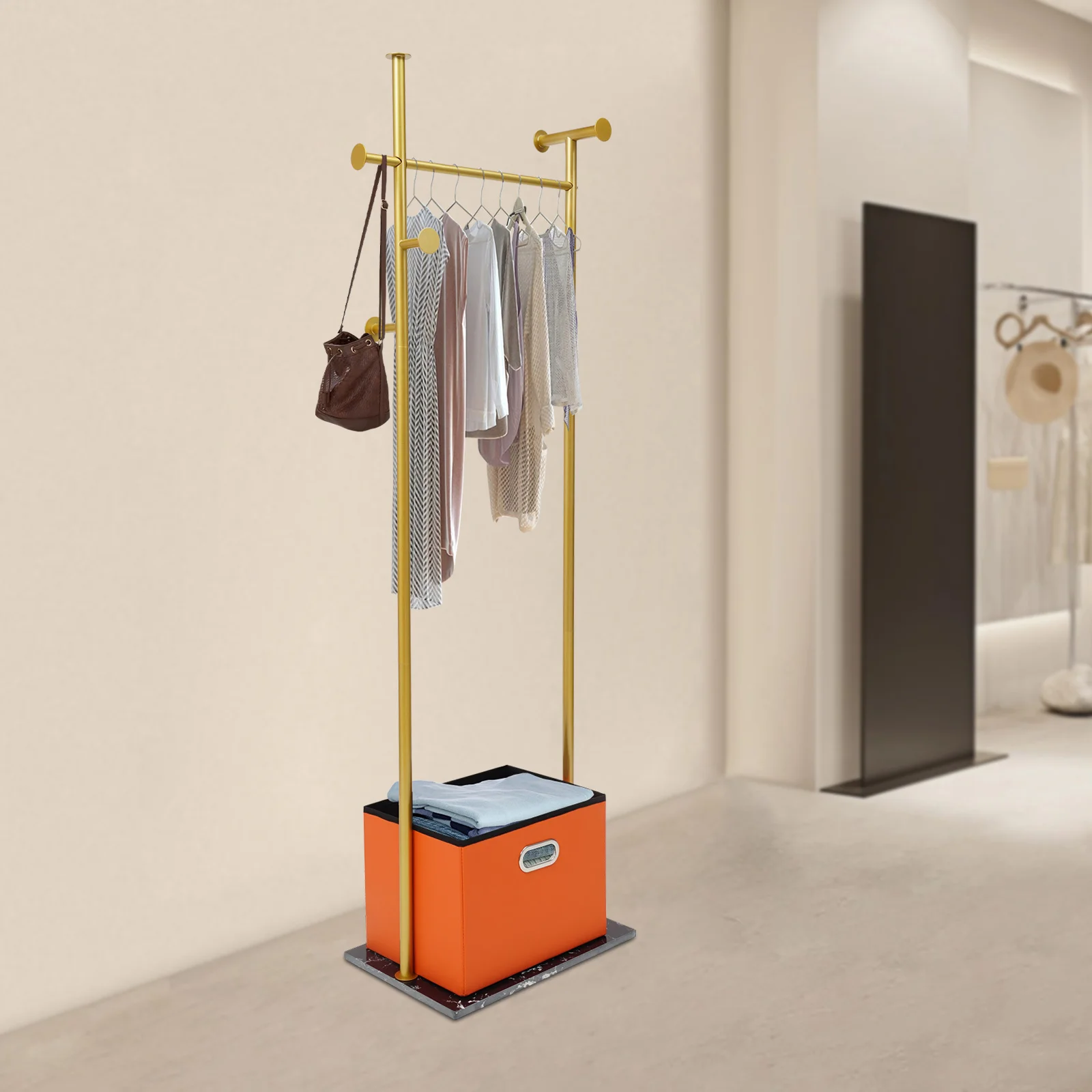 

Напольная вешалка для одежды повышенной прочности с мраморным основанием, угловая вешалка для прихожей, коридора, спальни