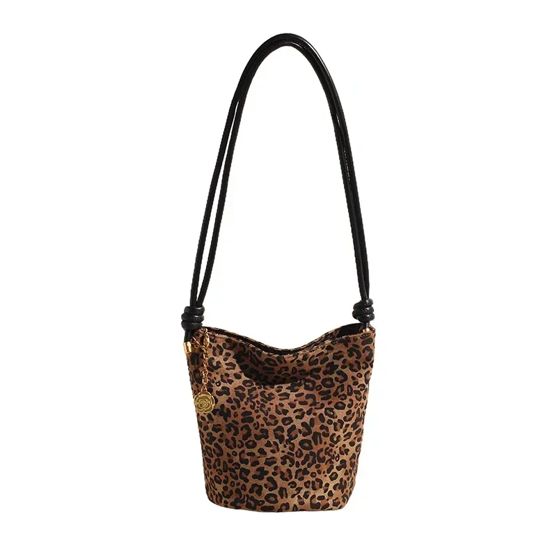 Shoulder Bag, Leopard Print Bucket Bag, Women's 2024 Autumn Winter Fashion Casual Versatile Commuting Crossbody Bag El Paquete