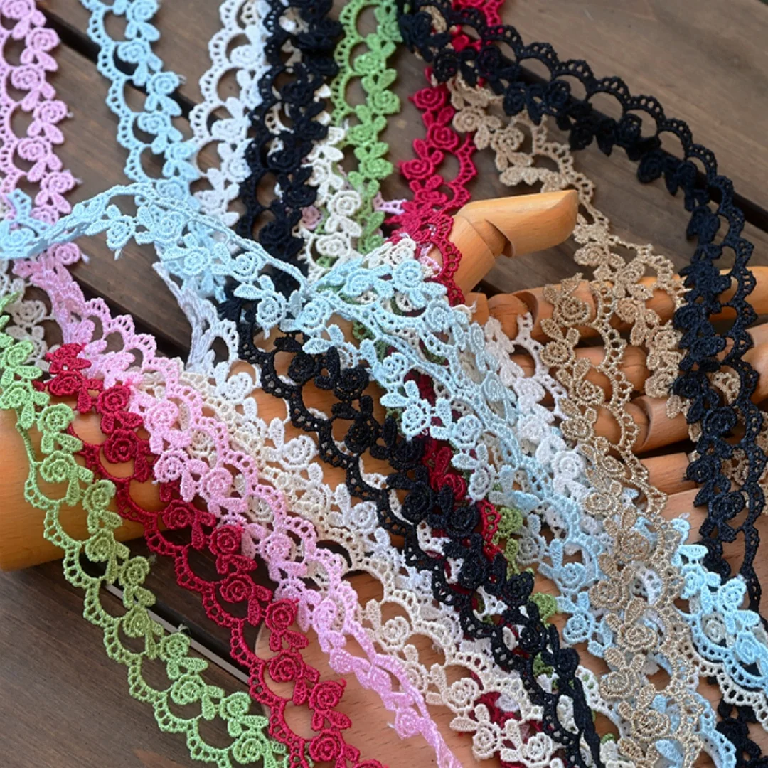 2 Yards Width 2.5cm ivory/black light yellow red green gold lace trim,cotton lace trim,scalloped trim lace for DIY dress,For flo