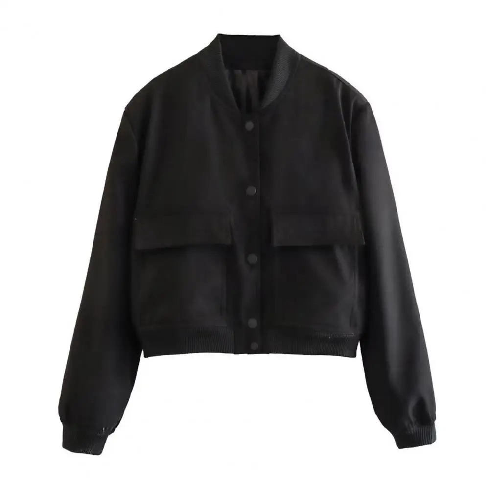 Spring Autumn Jacket for Women Women Polyester Jacket Women's Cropped Varsity Shacket Jacket Casual Stand Collar for Spring