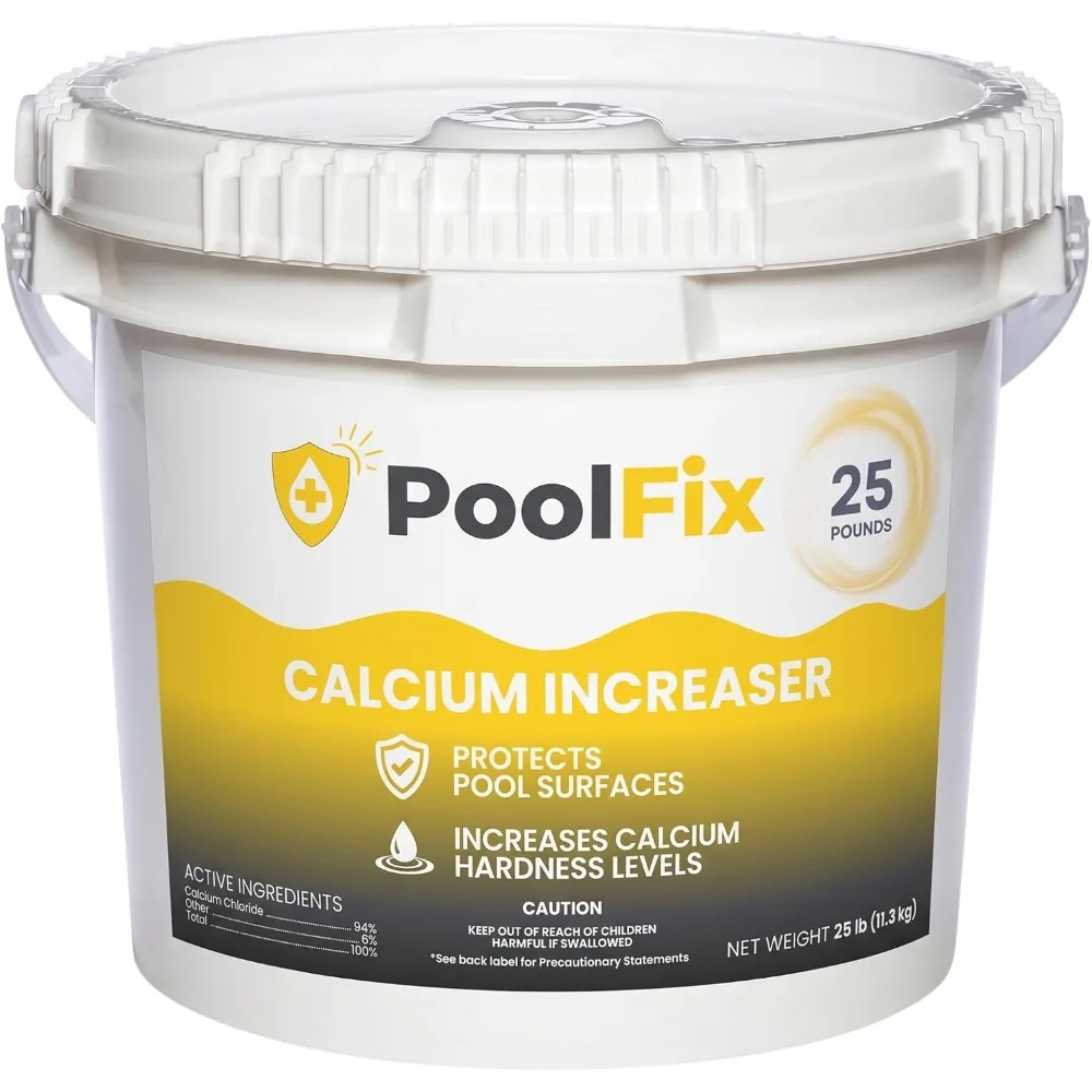 Calcium Hardness Increaser 94% Calcium Chloride Fast Acting Prevent Scale Balance Pool Water Easy Latching Bucket 25 Pounds