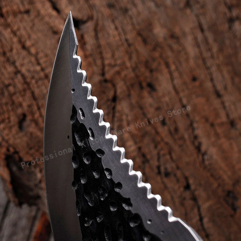 Hand Forged Axe Knife Hammered Chopping Knife Stainless Steel Meat Cleaver Outdoor Cooking Knife Kitchen Cleaver Kitchen Knife