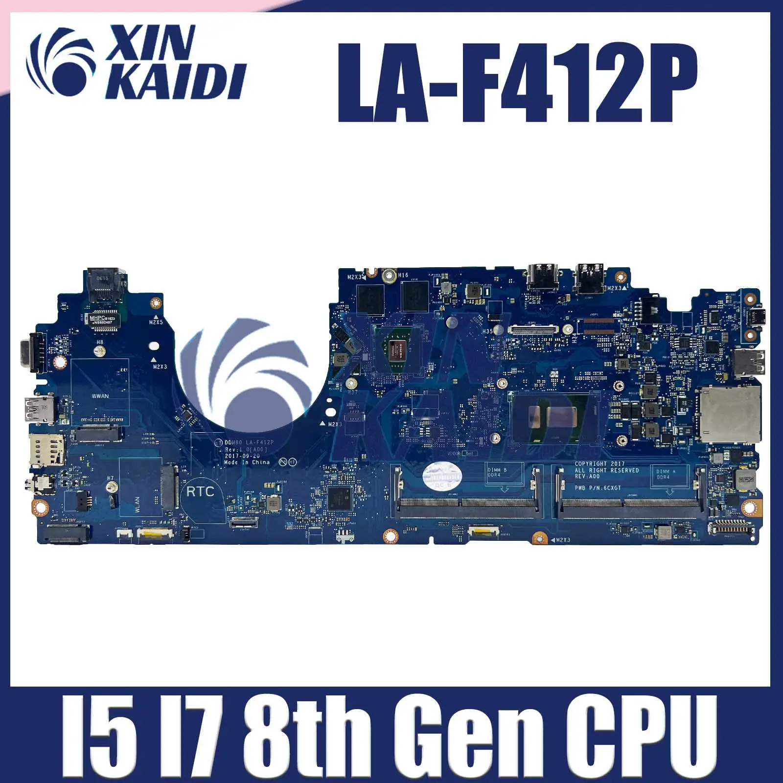 

Laptop Motherboard For Dell Latitude 5590 CN-0P50J0 0630XHLA-F412P Computer Mainboard with I5 I7 8th CPU MX130 2G 100% Test OK