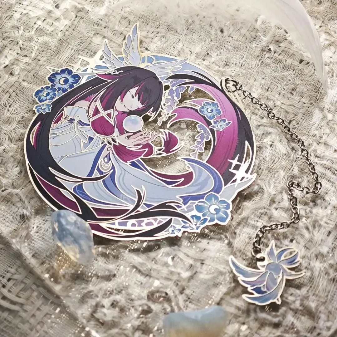 Genshin Impact Columbina Cosplay Anime Dessin animé marque-page en métal, badge en tôle, broche, accessoires, cadeau d'Halloween sur le thème de l'anime