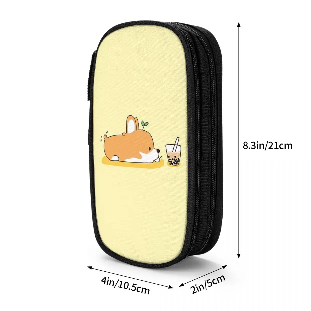 Corgi And Bubble Tea Pencil Cases Large Storage Pen Bags Pen Box Pencil Pouch For Boys Girls Students Stationery School Office