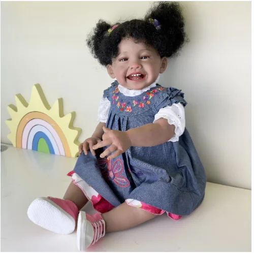 American Reborn Baby Doll 24 Inch African Dark-skinned Black Girls Mila Dolls  Real Looking Baby Dolls Birthday Gifts ﻿