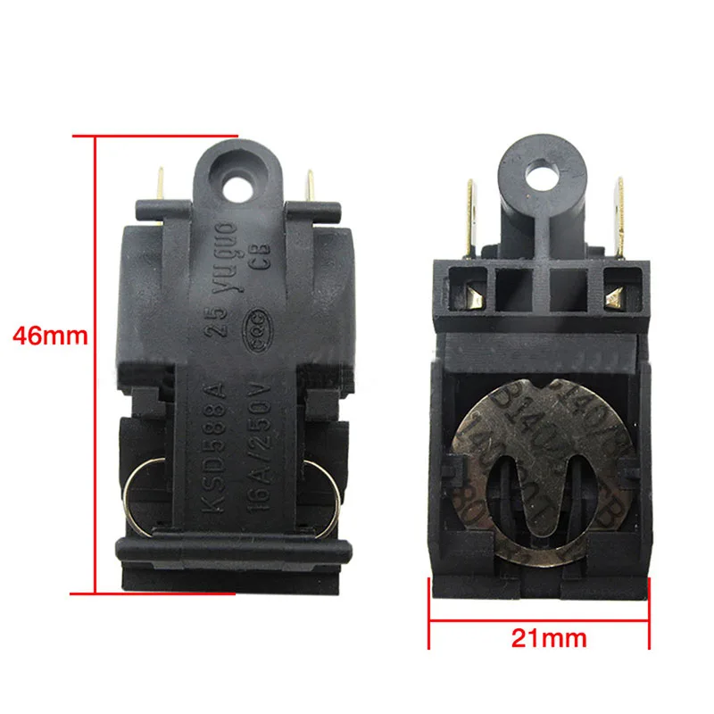 （Summer6）2 Pcs Black 13A/16A 250V Switch Electric Kettle Thermostat Switch Steam Medium Kitchen Parts Accessories