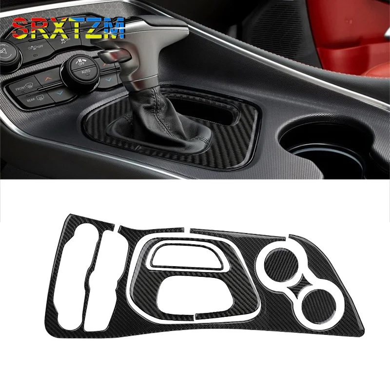 

Панель переключения передач для консоли автомобиля, карбоновое волокно, полоски для отделки салона DJI Challenger 2015-2020