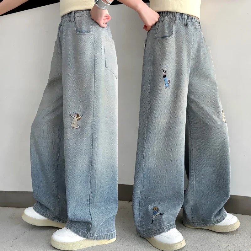 

NewGirls Cartoon Autumn Simple Beautiful Korean Style Personality High Quality Jeans.4-15year