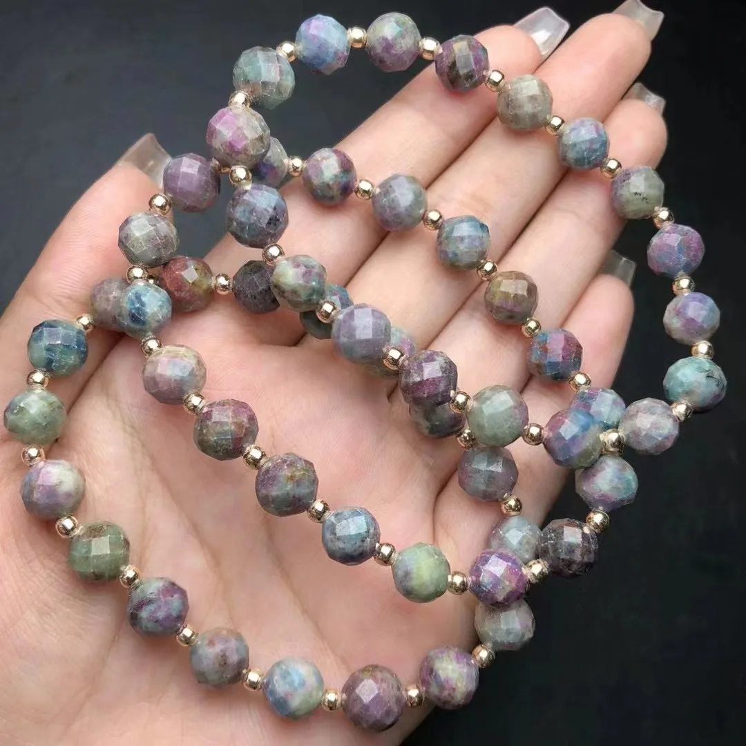 Unit One Bracelet 8mm Hot Selling Natural Ruby Zoisite Crystal Healing Faceted Bead Bracelet