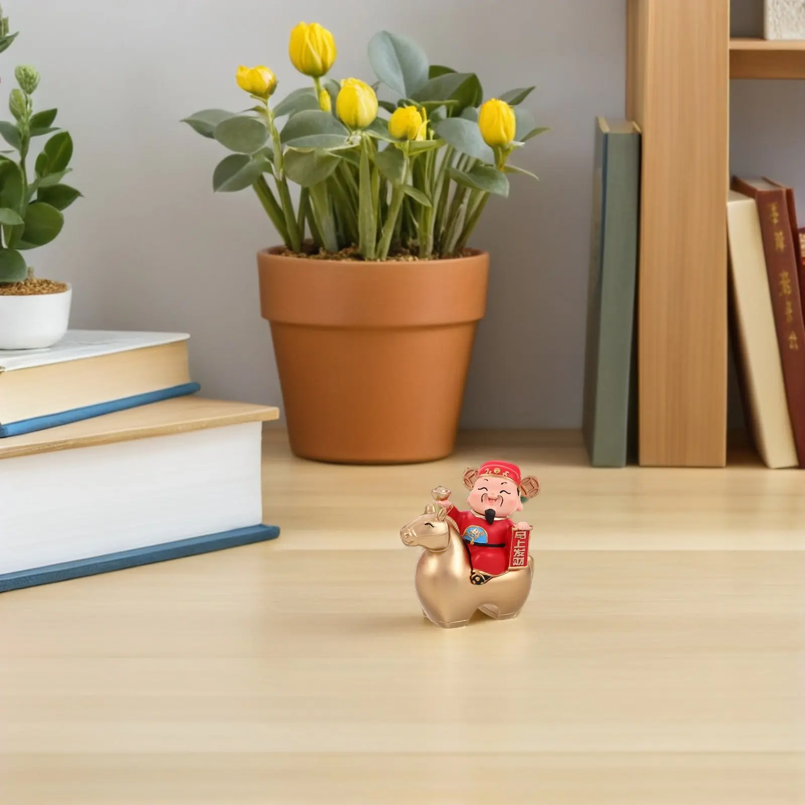 

Статуэтка Цай Шэня: Бог богатства Фэн-шуй на коне, из смолы, для процветания и удачи, декор для дома и офиса, фигурка Цай Шэня