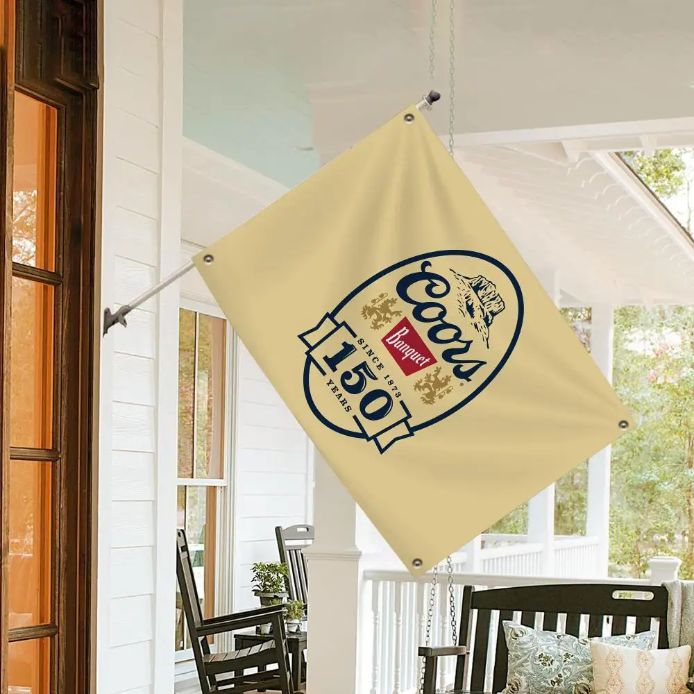 C-Coors Banquet beer LOGO Flags Custom Wall Hanging Background Art Banner for Bedroom Home Living Room Outdoor Decor