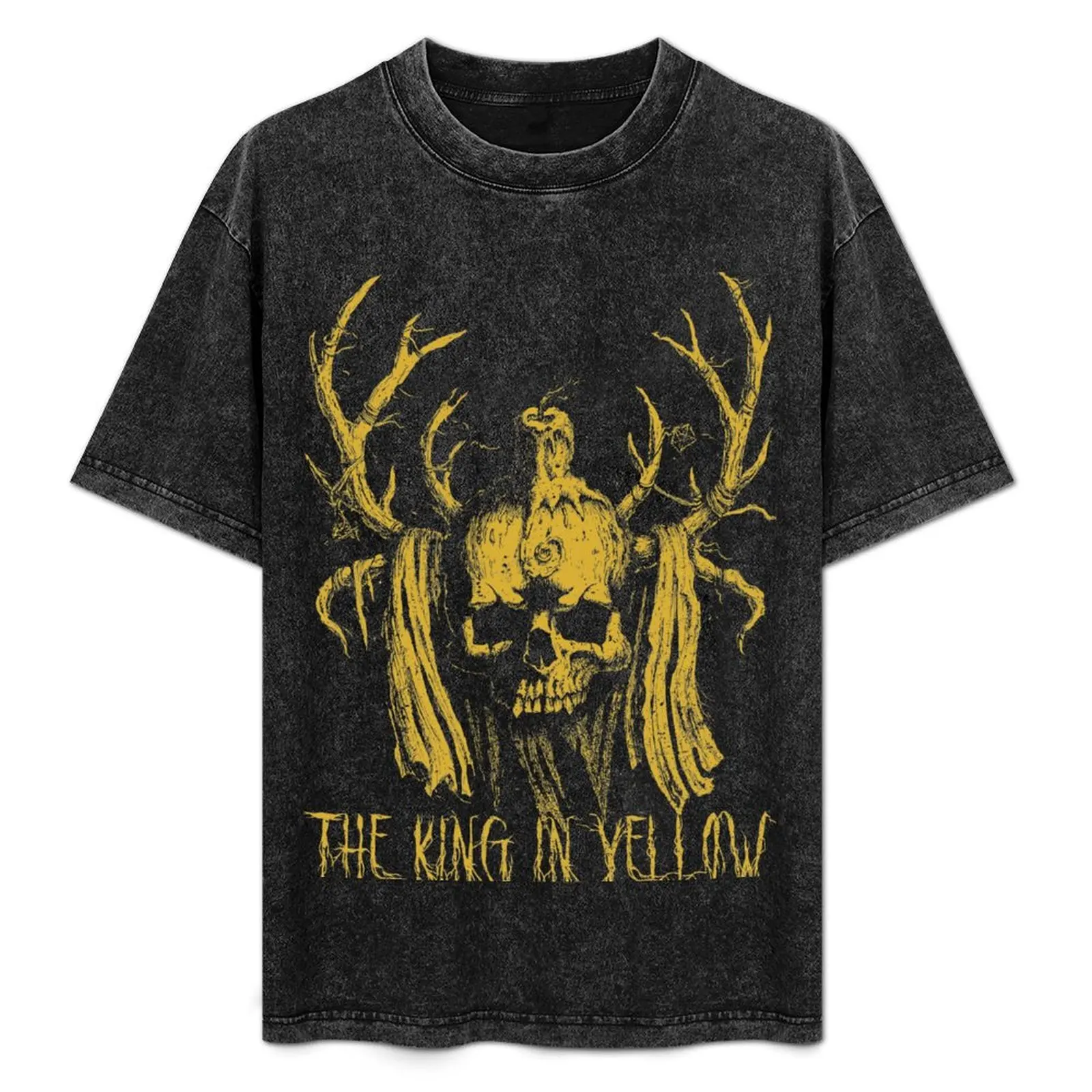 King in Yellow horned skull T-Shirt rapper graphic tees oversizeds men workout shirt