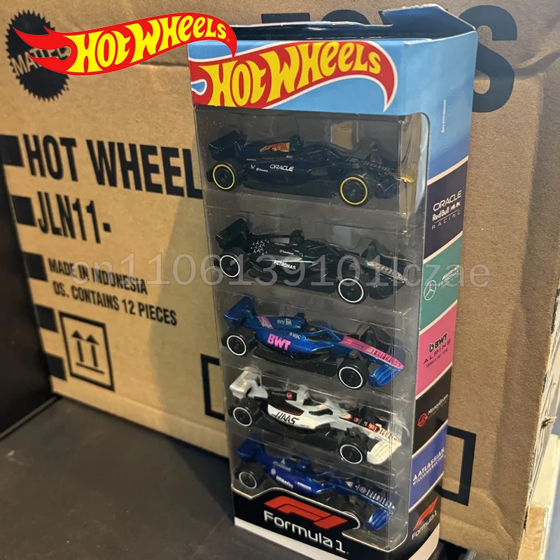 ホットウィール-5台セット-フォーミュラ1-ダイキャスト-レースカー-メルセデス-マクラーレン-レッドブル-アルペン-ハース-jln11-9c96-f1-コレクタブル-おもちゃの車モデル