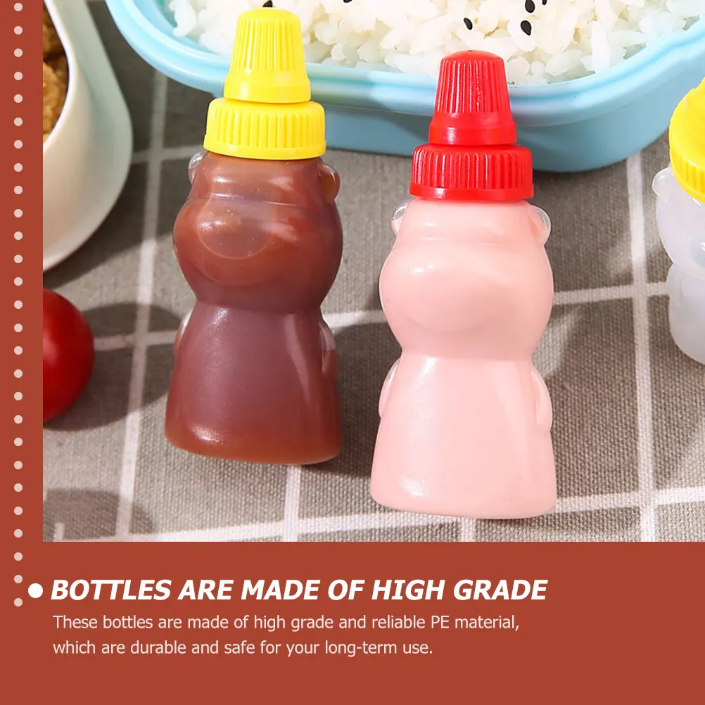 4 قطع من زجاجات الصلصة الصغيرة مادة البولي ايثيلين، حاويات بهار سهلة الضغط، صندوق غداء محمول لخلع الملابس