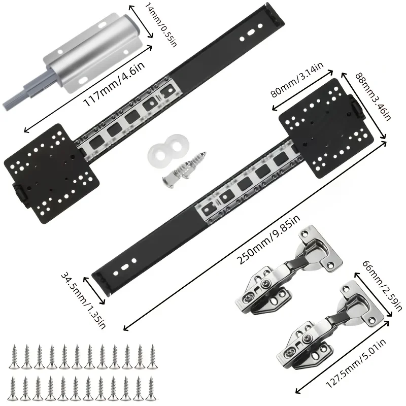 Kit de quincaillerie pour porte coulissante, 5 pièces, rail caché peu encombrant et système pliable 