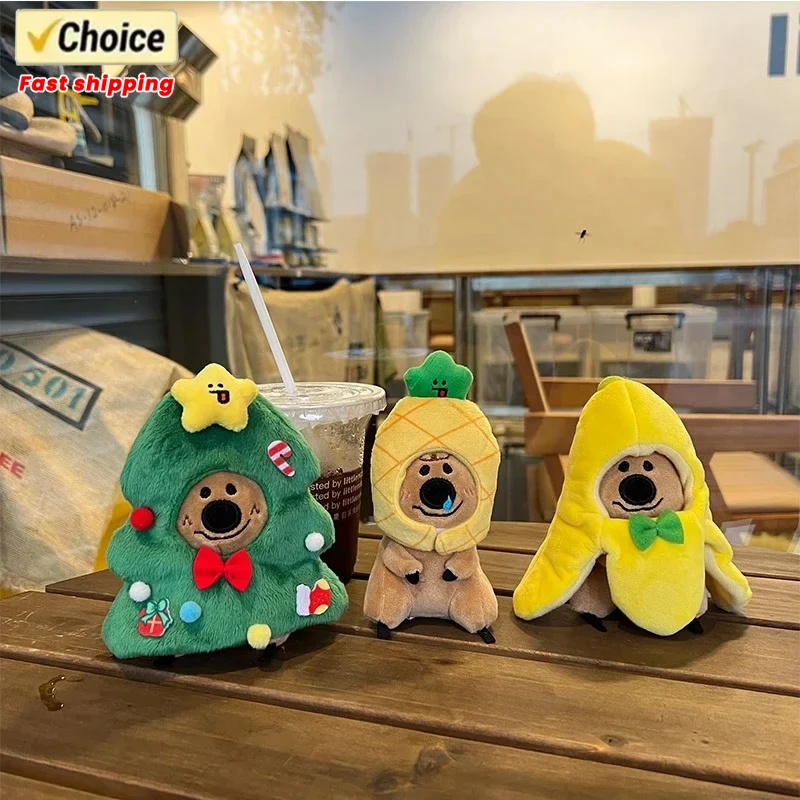 10cm Cute Doll Headgear Cloak Bear Plush Pendant Christmas Persimmon Pepper Bear Doll Car Schoolbags Accessories for Kids Gifts