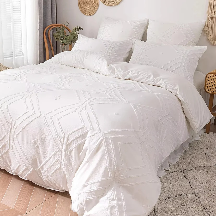 WASART White Pinch Pleat Duvet Cover 220x240 Summer Couple Luxury Double Bed Quilt Cover Bedding Set Single/Double/Queen/King