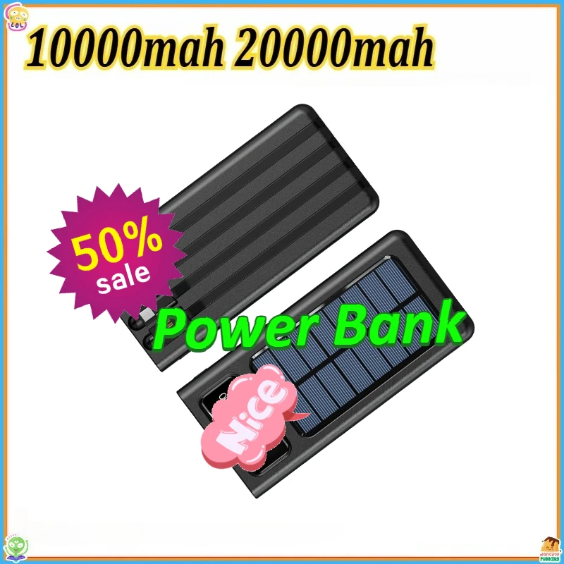 

Solar Power Bank For iPhone for Samsung 4 in1 Super Fast Charging USB TypeC LED Light Outdoor 10000mAh 20000mAh