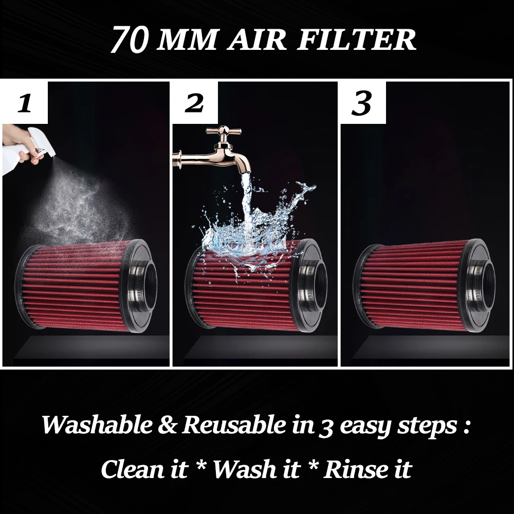 MUGE-70MM High Flow Car Air Intake Filter E-2993 Cold Air Intake Air Filter For Ford Focus Escape MKC OFI106