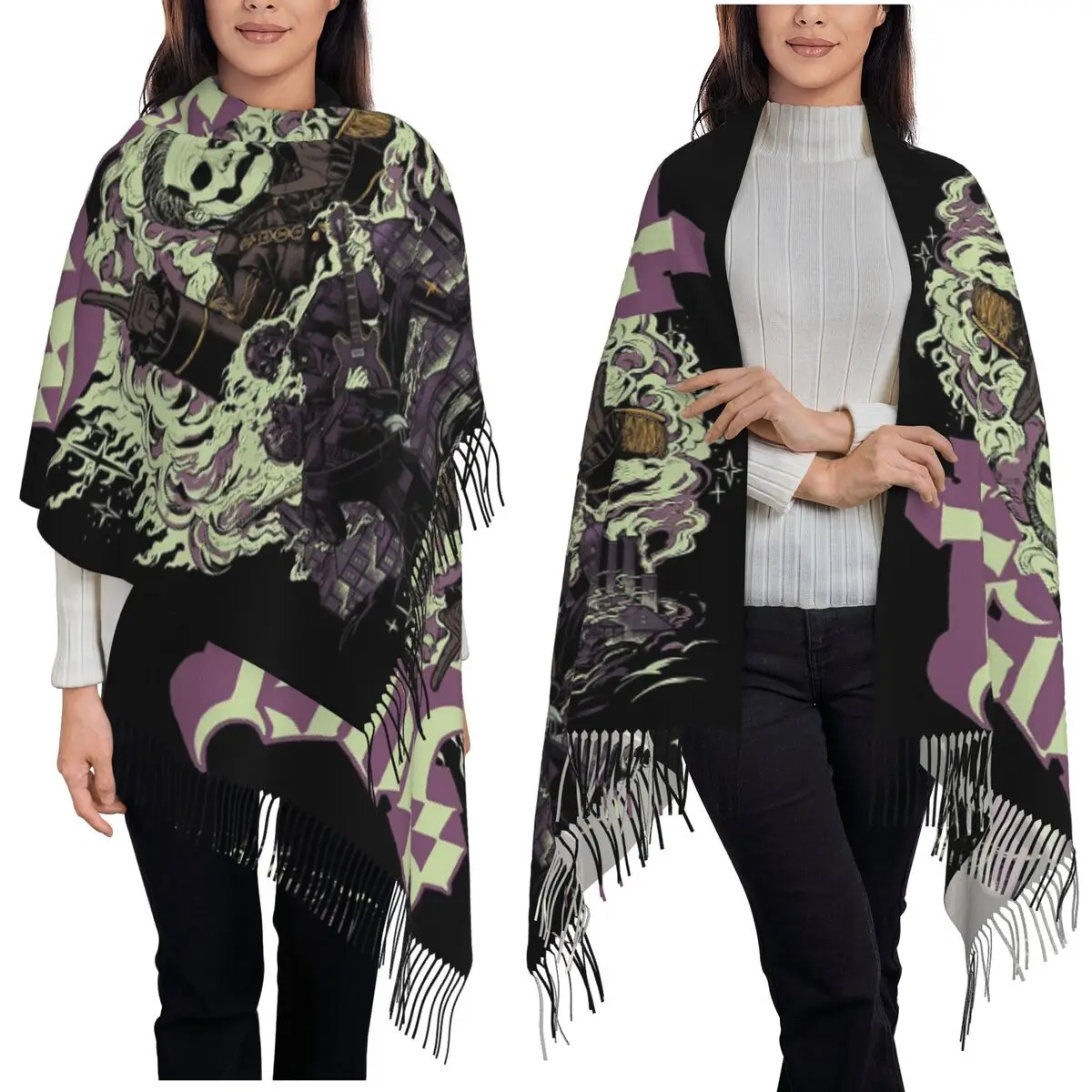 روك باند شبح BC وشاح شرابة الأوشحة النساء شالات دافئة ناعمة ويلتف كبير الخريف الشتاء شال التفاف