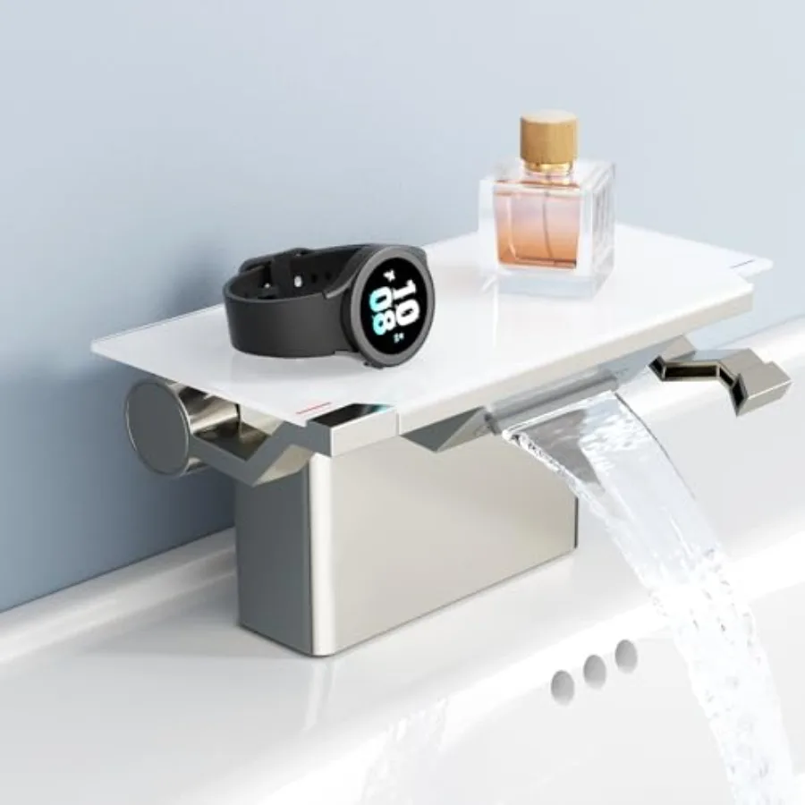 

Bathroom Faucet with Storage Platform for Bathroom Sink - NSF Certified 2 Handle RV Bathroom Faucet, 4-Inch Bathroom Sink Fauce