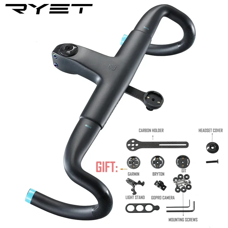 

Карбоновый руль RYET VERO 28,6 мм, аксессуары для шоссейного велосипеда, встроенные ручки, крепление для дорожного велосипеда, аксессуары для велоспорта