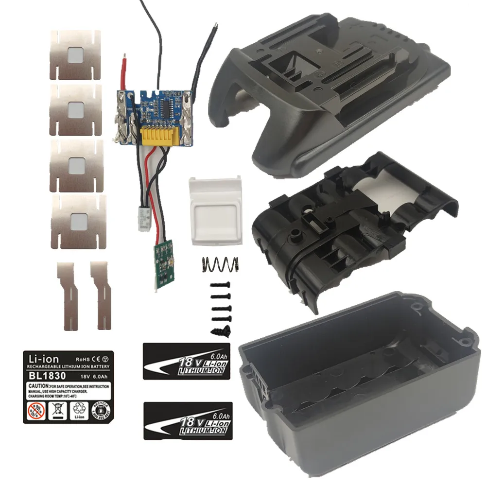 5S2P 18650 Battery Case Box Charging Protection Circuit Board For MAKITA 18V BL1830 3.0Ah 6.0Ah with LED Indicator Label