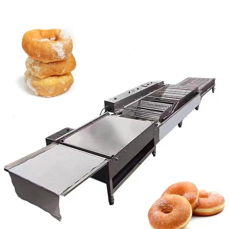 Custom doughnut chain conveyor fryer donut processing line heat uniform distribution for bakery factory continuous production