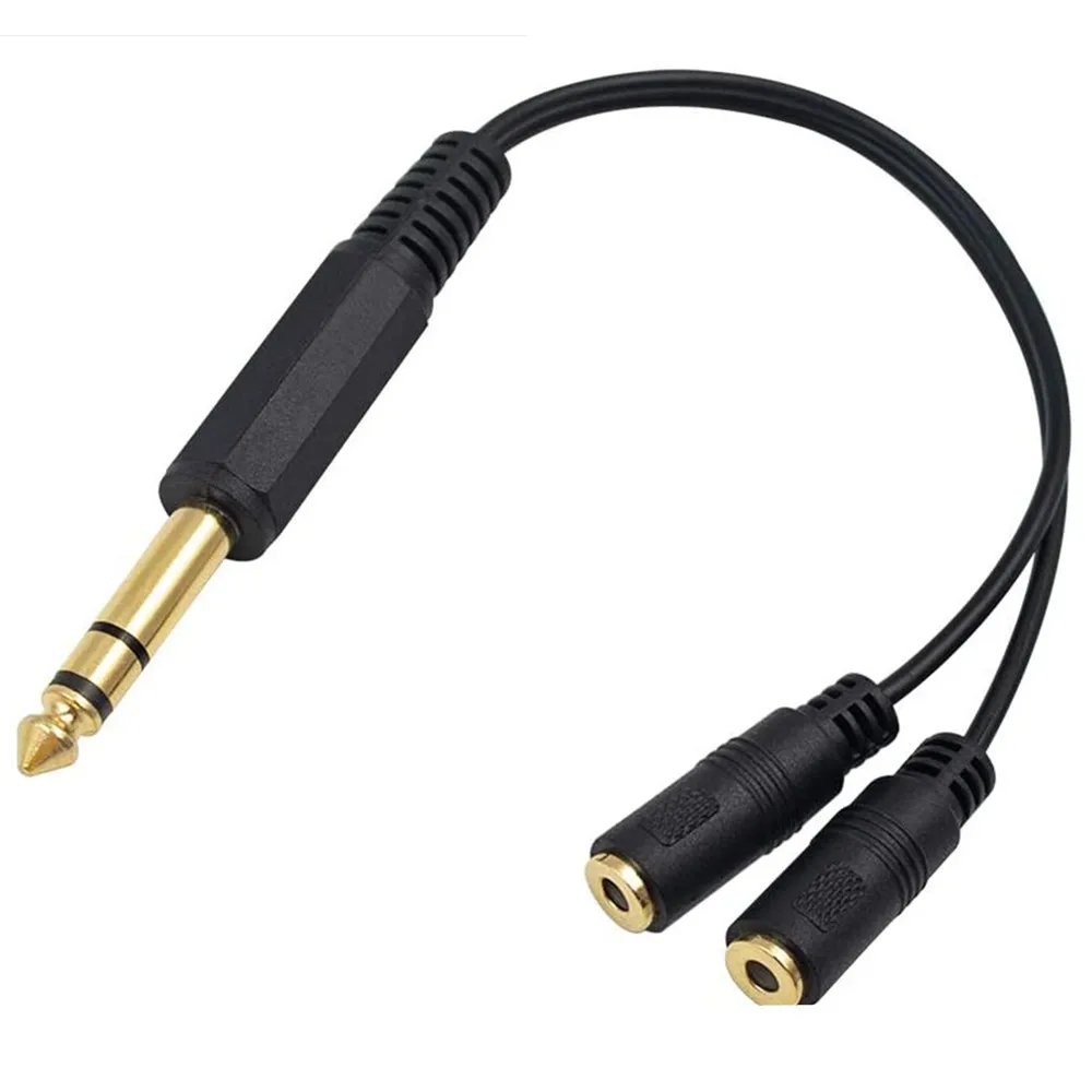 6.35 Mm Male To 2 6.35 Mm 3.5mm Female Adapter Cable 1/4 6.35mm Plug To Dual 6.35mm 3.5 mm Jack Y Splitter Stereo Audio Cord 0.2