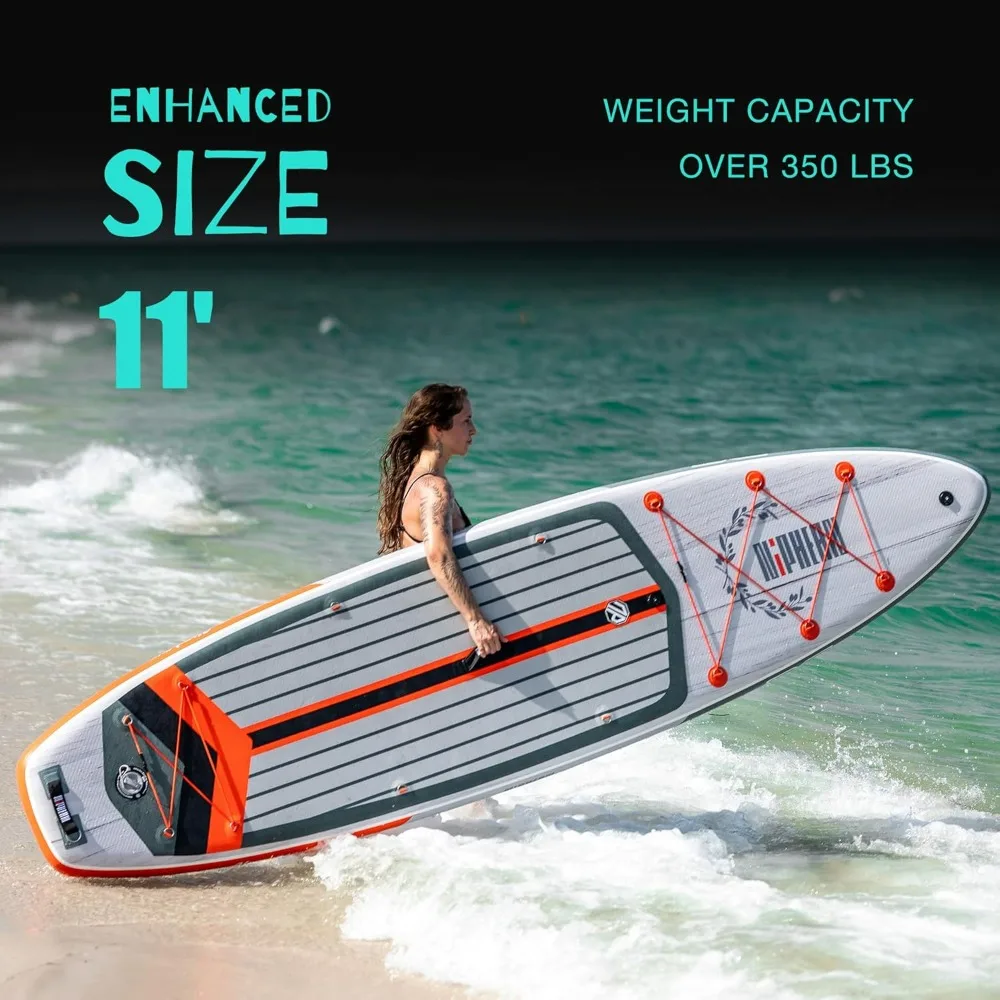 Inflatable Stand Up Paddle Board with Balanced Wing Design and Durable SUP Accessories, 11’ Stable Inflatable Paddle Boards