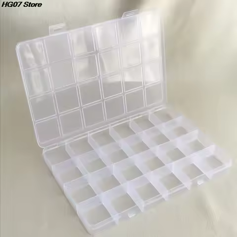 Practical 24 Grid Compartment Plastic Transparent Storage Box Jewelry Earring Bead Screw Holder Case Display Organizer Container