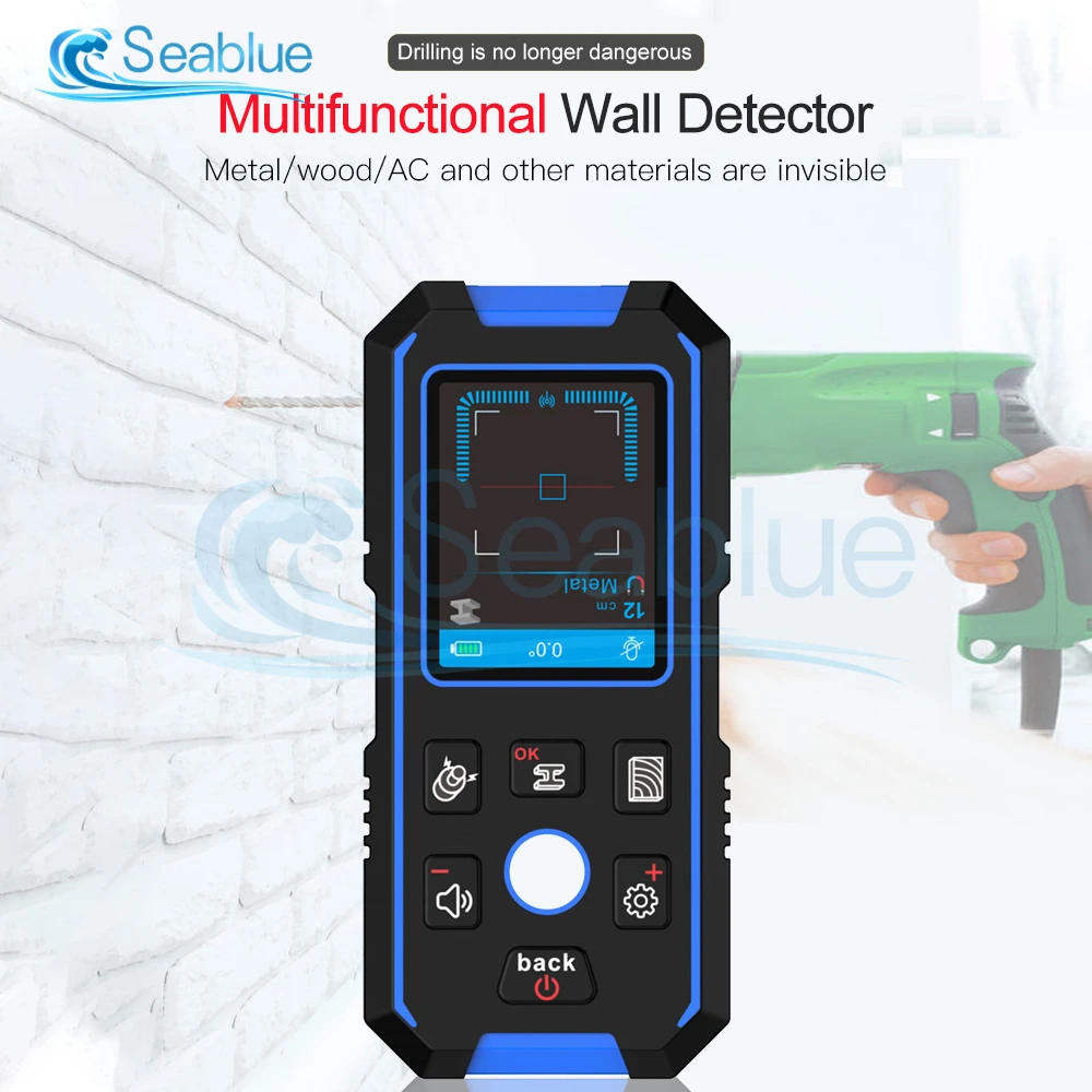 

Nf-518 Pinpointer Metal Detector Multifunction 3 In 1 Detector Wall Scanner Metal Wood AC Live Wires Handheld Depth Tracker