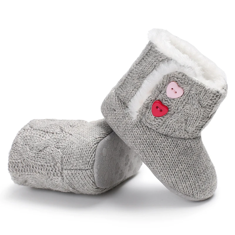Winter Snow Boots For 0-1 Year Old Baby Girls Cotton Shoes With Warm and Plush Knitted Yarn Casual Baby Shoes Walking Boots