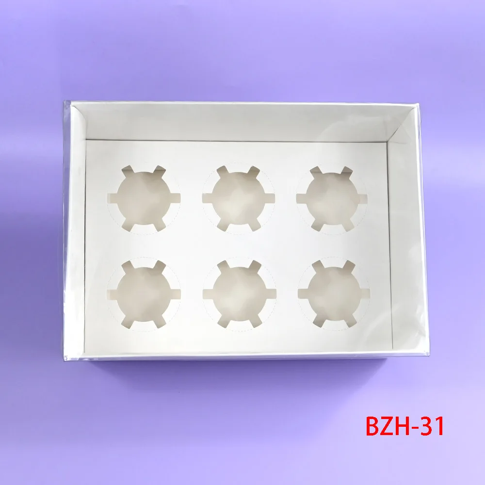 5pcs White Cupcake Boxes Paper Merry Christmas Mousse cake/Chocolate Gift Box Clear Window Packaging Bag