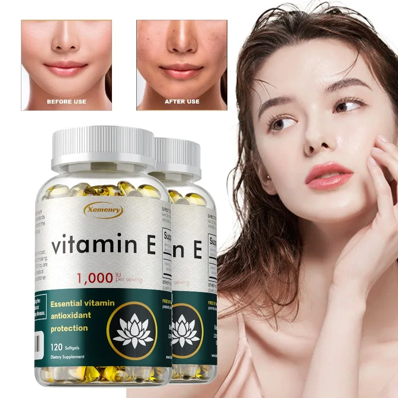 

Vitamin E Supplement, Antioxidant, Supports Anti-Aging, Improves Skin Hydration, Eye & Immune Health, 30/60/120 Capsules