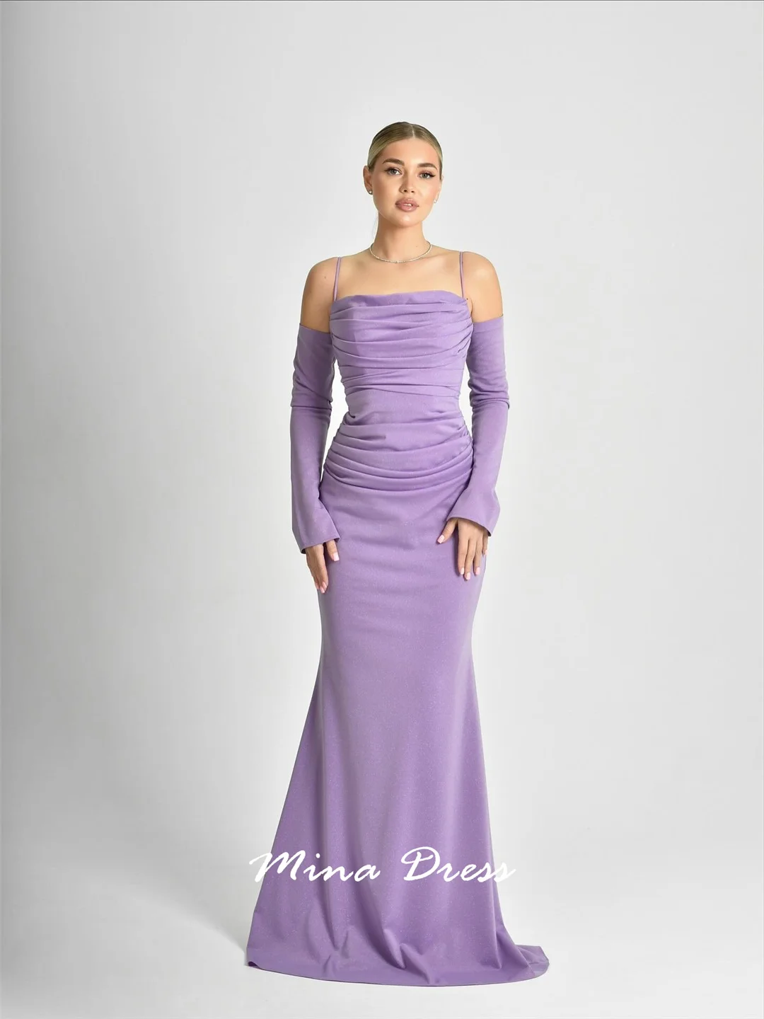 Mina Maßgeschneiderte Plissee-Kleider für besondere Anlässe, schulterfrei, luxuriöses Damen-Abendkleid, Schnür-Kleider für formelle Anlässe