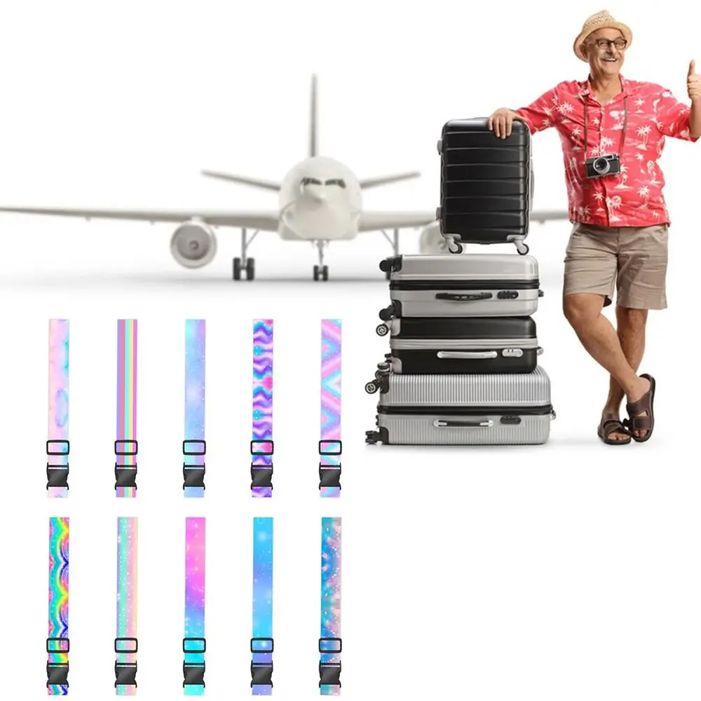 Iridescence Luggage Belts Convenient Buckle Reinforce Baggage Bunding Strap 5*180cm Packing Secure Suitcase Package Tape Unisex