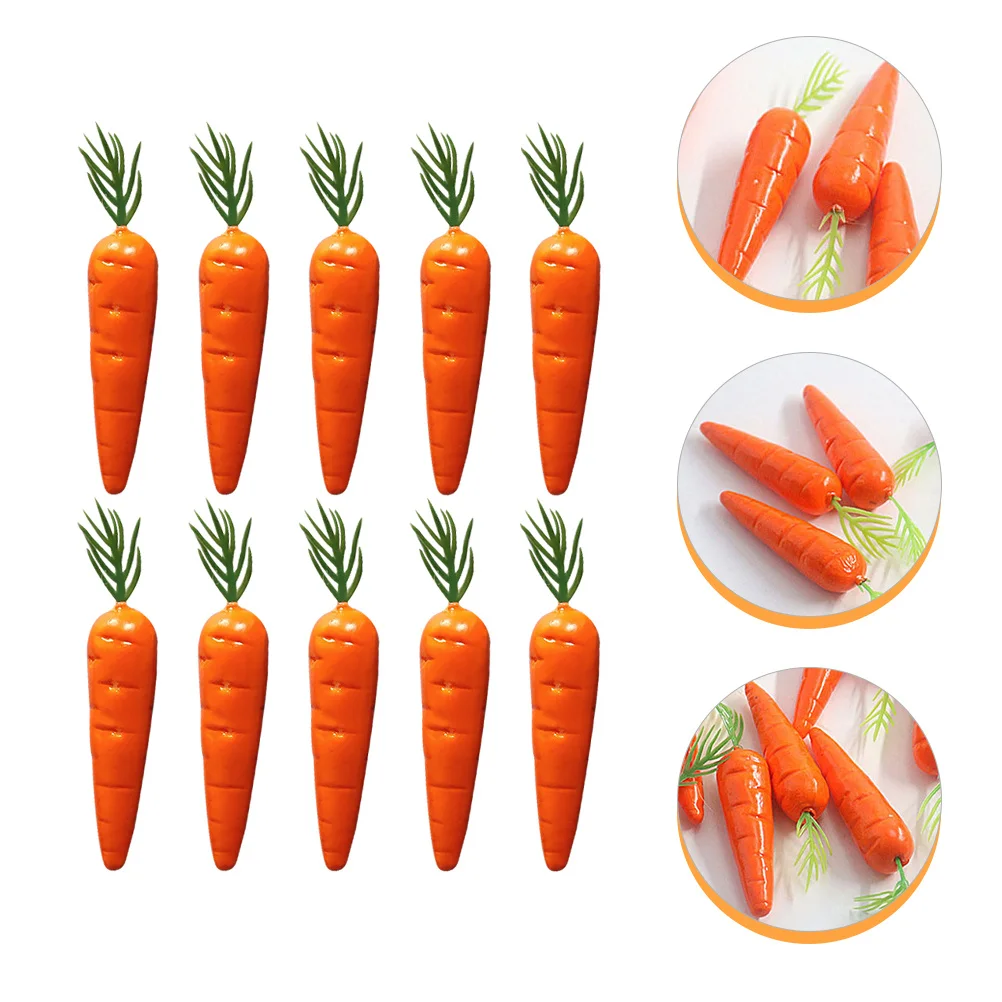 

10Pcs Fake Carrot Decor Lifelike Small Carrots Ornament for Mini House Room Party Chic Carrots Prop Artificial Vegetables