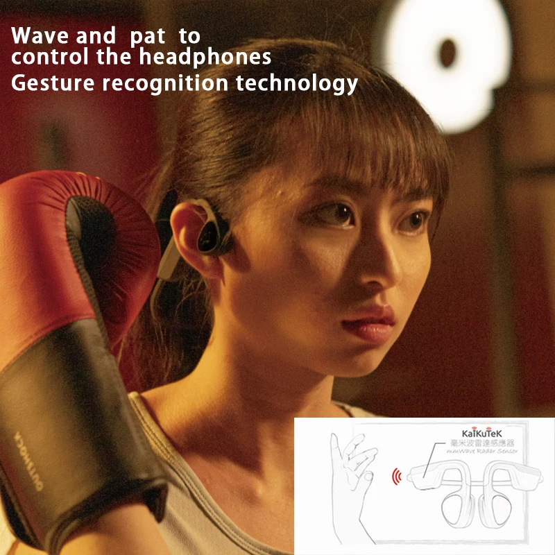 2025 hot saleWireless Waterproof AI Wave Pat Control Earphones Bone Conduction Headphone Helmet Headset With radar Sensor for Mo