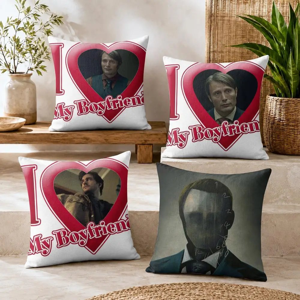 Mikkelsen H-Hannibal Meme Cushion Cover Natural Linen Organic Fabric Double-Sided Printing Breathable For Decor