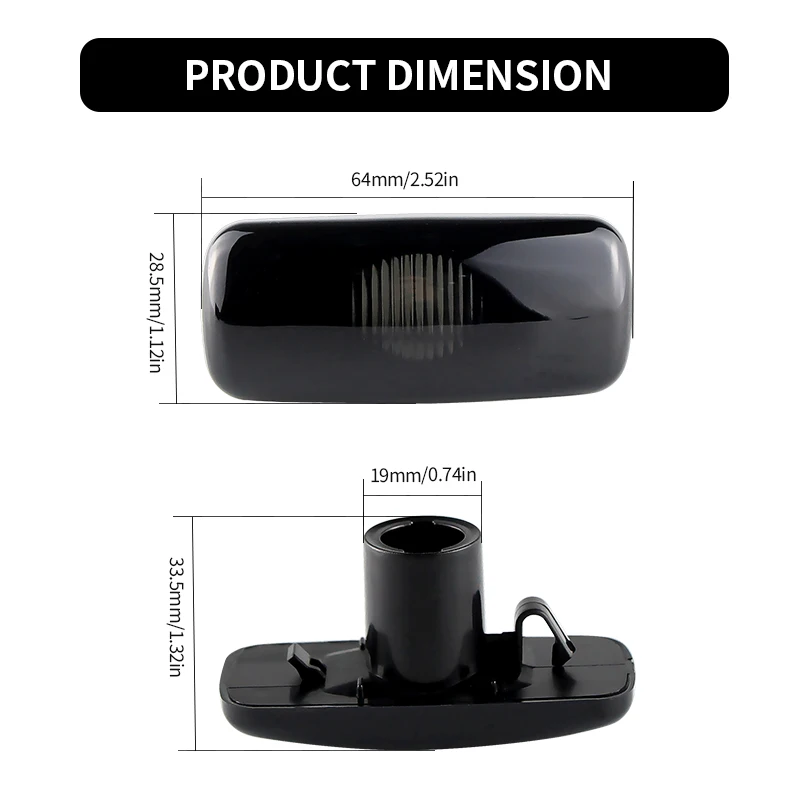 2PCS Smoked/Clear Side Marker Turn Light Housing For Jeep Compass Chrysler 300 200 Dodge Avenger Caliber Nitro Lancia Flavia
