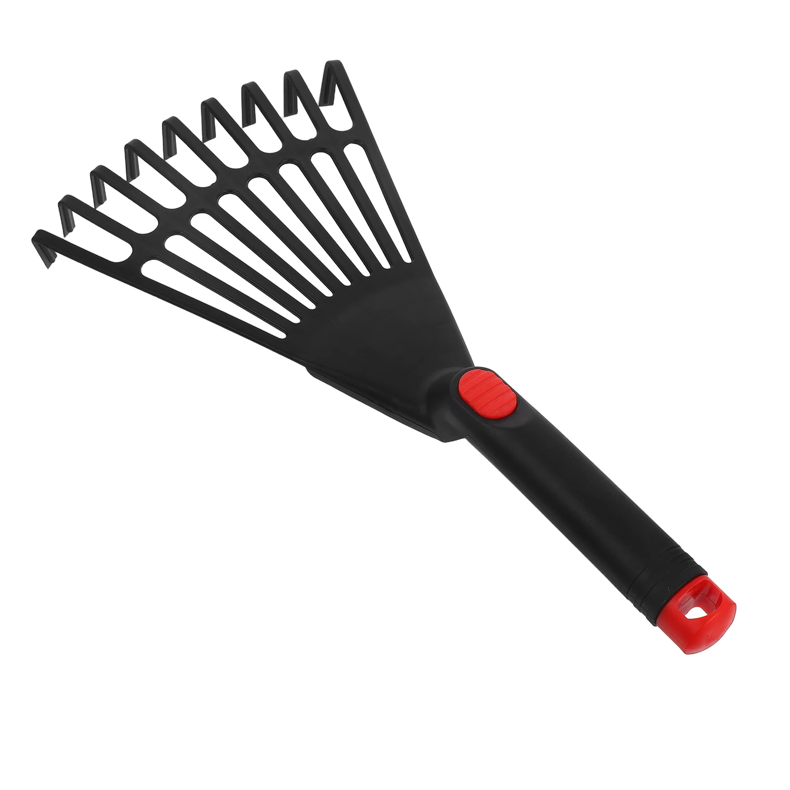 

Plastic Leaf Rake Small Garden Tool with Handle for Flower Bed and Lawn Care Outdoor Raking Handheld Gardening Rake Black