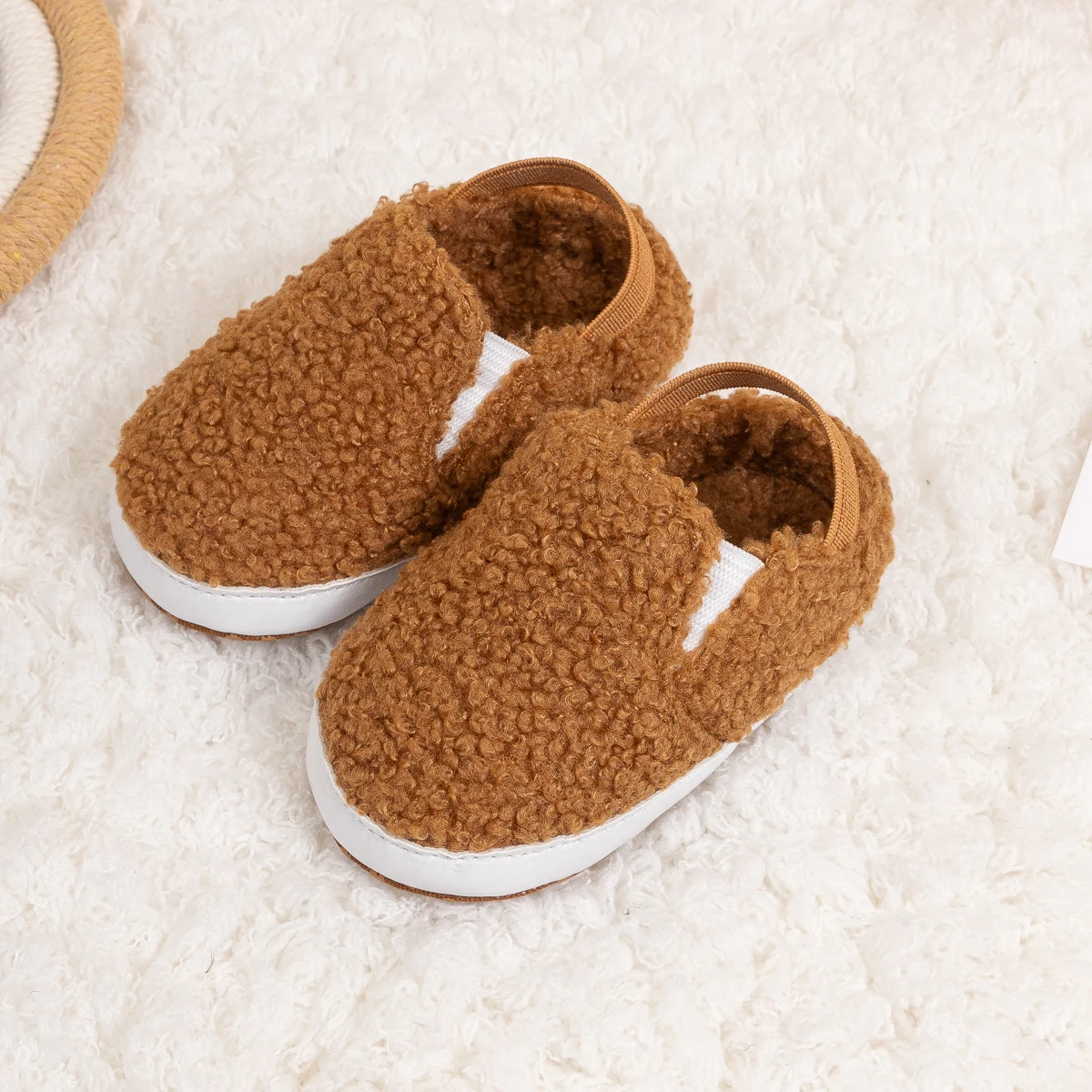 KIDSUN Baby Boys Girl Breathable Front Shoes Plush Cotton Wool Winter Warm Baby Slipper Newborn First Walker Shoes Outdoor
