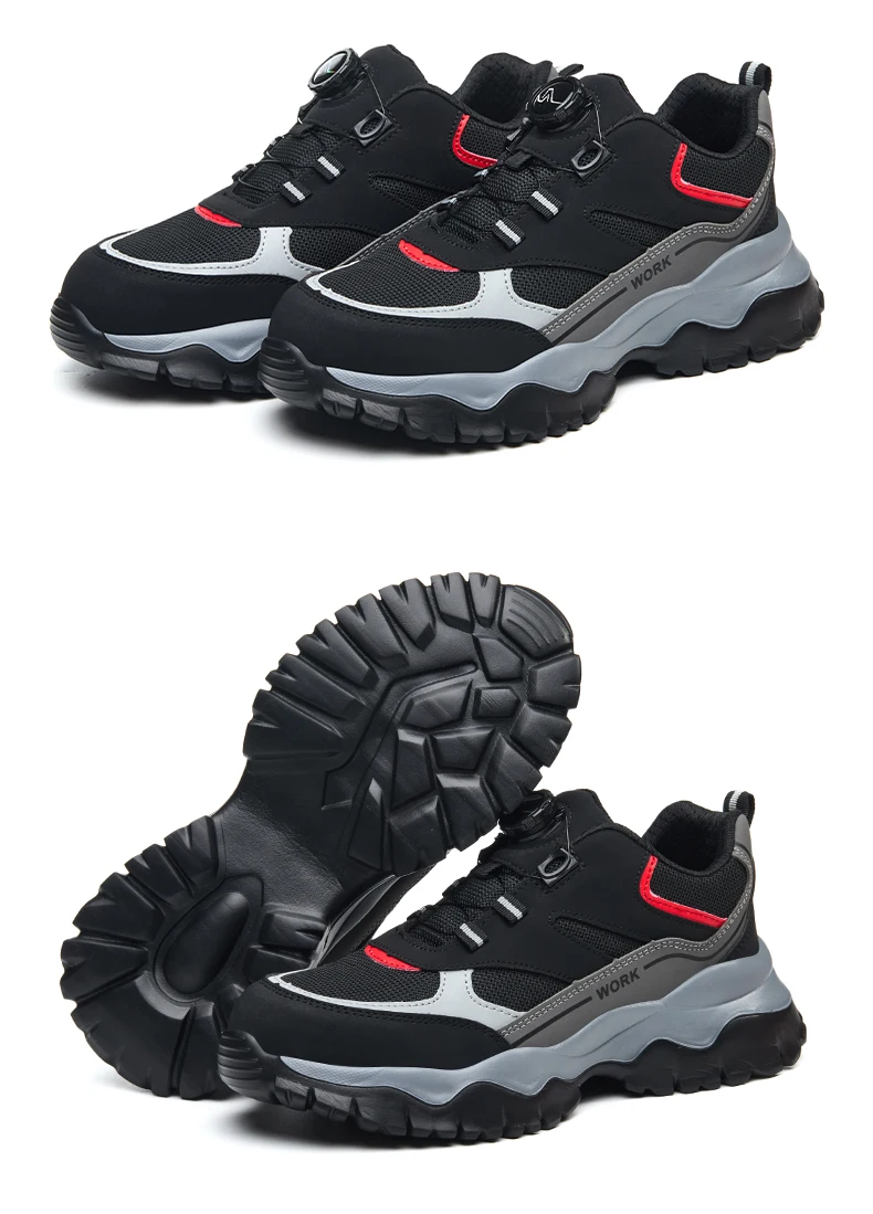 Indestructible Steel Toe Work Shoes for Men Rotating Button Safety Shoes Lightweight Construction Work Safety Shoes