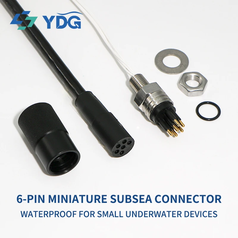 MCIL6F+MCBH6M SubConn Compatible Micro Connectors Male & Female Bulkhead Cable Watertight Gold Plated Stainless Steel Marine ROV
